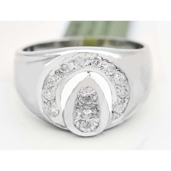 Genuine 0.50 Cts Diamonds Men's Ring 14K White Gold